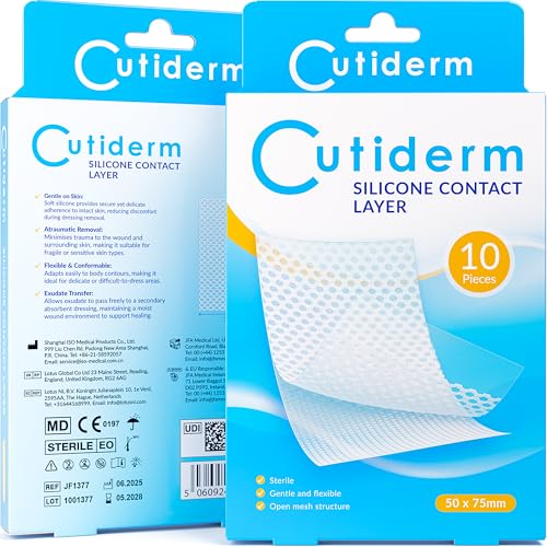 Cutiderm Silicone Contact Layer Net Wound Dressing 50mm x 75mm Pack of 10 for Skin tears Scars Surgical Wounds Ulcers and Burns
