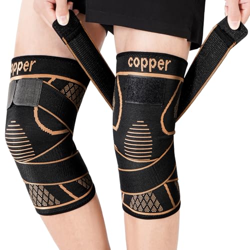 ZAHRVIA 2-pack koperen kniebrace voor artritis en meniscus XXL