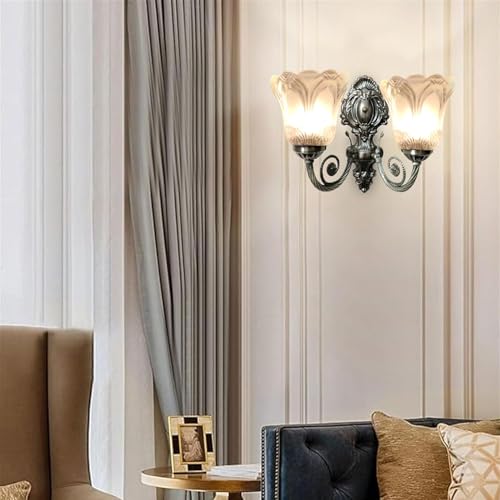 Image of Modern Glass Wall Light | Vintage Brass Finish Wall Sconce | Warm Decorative Wall Lamp for Bedroom, Living Room, Hallway & Bedside
