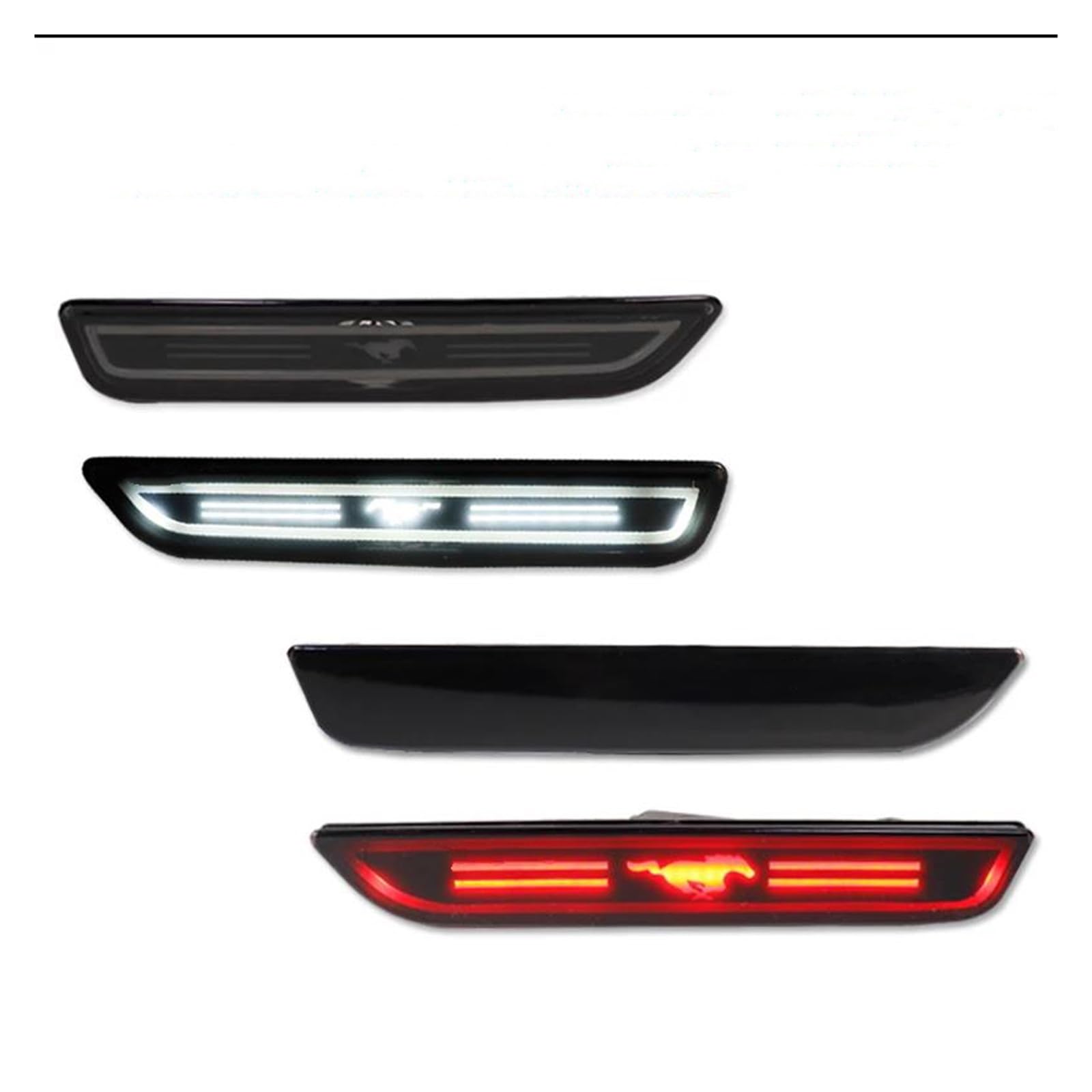 Dla Forda Mustanga 2015-2018 Światła Boczne Do Tylnego Zderzaka Błotnika Światła tylne(4pcs Front Rear a)