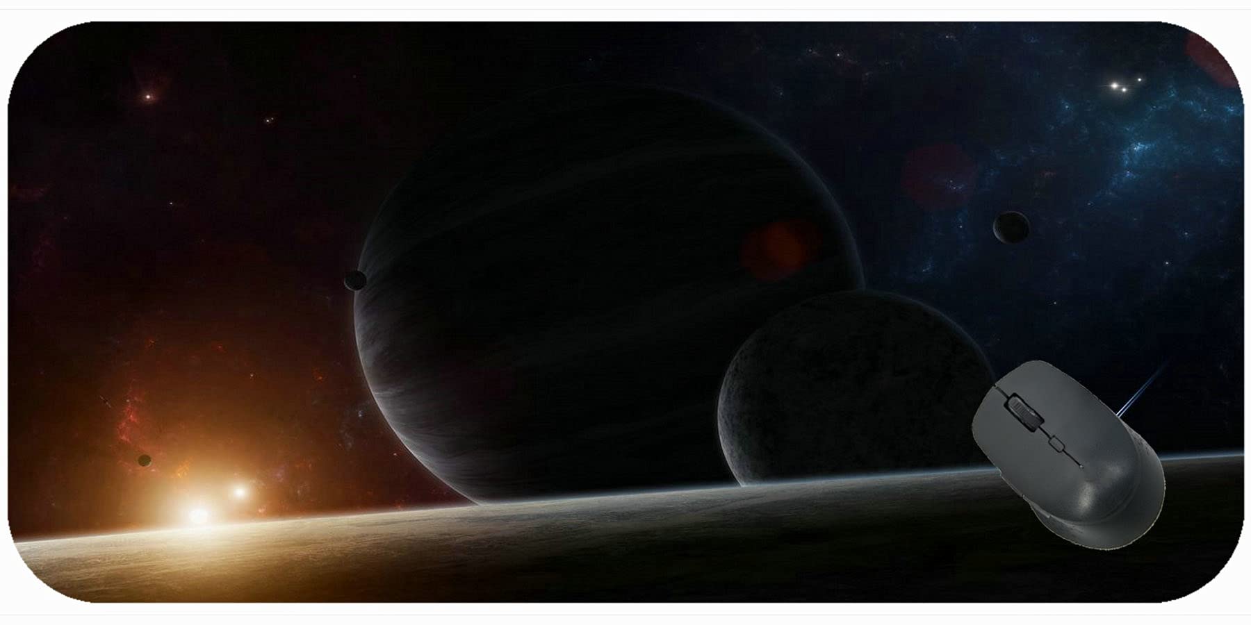 Extra Large Gaming Mouse Pad,Planets Flash Bright Non-Slip Rubber Base Mousepad