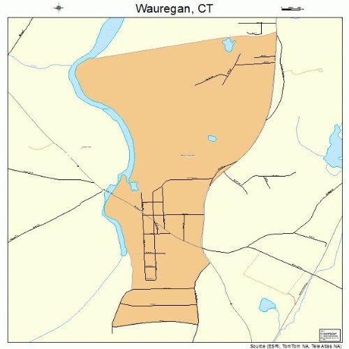 Large Street & Road Map of Wauregan, Connecticut CT Printed poster