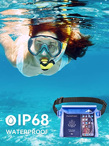Image of HEETA 2 /3 /4 Pack Waterproof Pouch with Waist Strap, Screen Touchable Dry Bag with Adjustable Belt for Phone Valuables for Kayaking, Swimming, Snorkeling, Boating, Fishing, Surfing & Beach