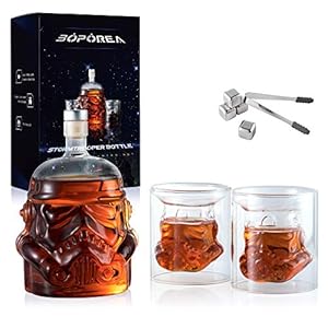 Whiskey Decanter Set Transparent Creative with 2 Glasses,Gifts for Men,Whiskey Flask Carafe Decanter with 4 Whiskey…