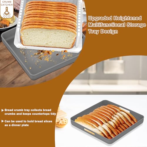 Image of 13″Adjustable Width and Thicknesses Bread Slicer for Sourdough rounds | Large Capacity Foldable and Compact Cutting Guide with Crumb Tray Suitability for Homemade sourdough Bread