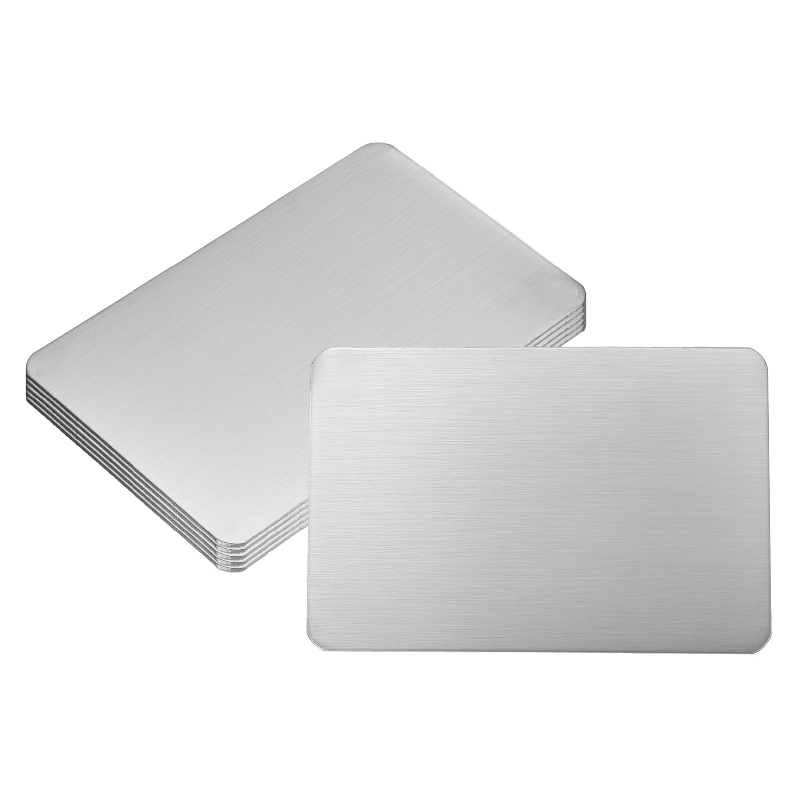 PATIKIL 6Pcs Blank Name Plates, 3.5 x 2.4" Rectangle 304 Stainless Steel Brushed Engraved Plate Custom Laser Engraving Blank for Personalized Nameplate Home Office DIY, Silver