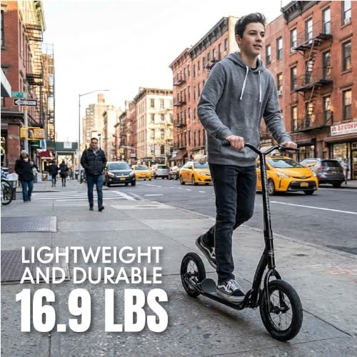 Image of Madd Gear Large Kick Scooter for Adults, Teens & Kids 8-12 with Kickstand - 12 inch Air-Filled Tires, Wide Deck, Lightweight Steel Frame - Metro Urban Glide 300