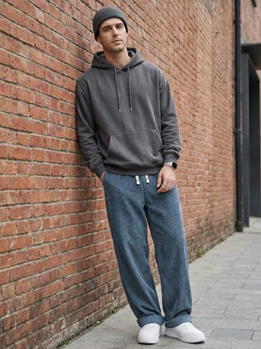 Image of JMIERR Mens Corduroy Pants Wide Leg Baggy Sweatpants | Loose Fit Joggers, Elastic Waist Drawstring, Casual Sweatpants, Vintage Pants, Fall Winter Fashion, Streetwear