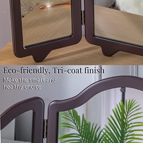 Luxfurni 3 Way Mirror Vanity Trifold Makeup Mirror, 3 Side Tabletop Mirror For Braiding Self Cutting Hair, Large #TOP5
