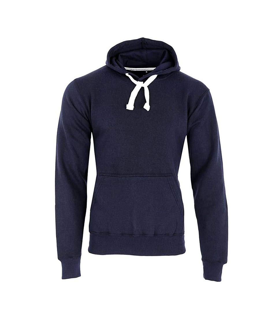 H&F Men’s Classic Plain Long Sleeve Hooded Drawstring Sweatshirt Pullover & Full Zip Hoodie Fleece Jumper Soft and Comfy Adult Top 2 Side Pocket Work Wear Jackets Size S-5XL (Pullover Navy, M)