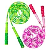 Springseil für Kinder Erwachsene Speed Rope Exercise Fitness Workout, Anti-Rutsch-Griff mit verstellbaren 9 Fuß verwickelungsfreien segmentierten weichen Perlenseilen