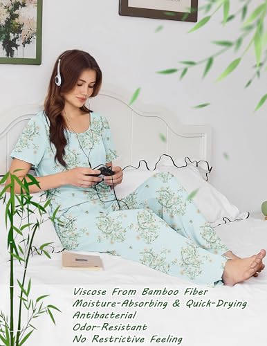 Ekouaer Bamboo Viscose Short-Sleeve Pajama Set — view 5