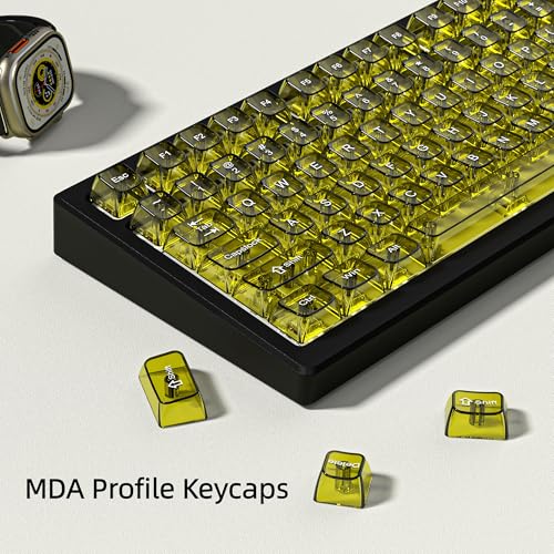 Image of dagaladoo Dark Yellow Clear keycaps for Mechanical Keyboard,Transparent MDA keycaps 60 75 100 Percent,Ceramic Jelly Key caps Set,Shine Through Key caps for Mx Switches Mechanical Keyboard(115key)