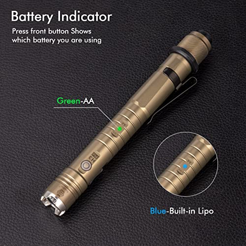 Rovyvon H3 Pro 600 Lumens Usb C Rechargeable Penlight Flashlight, Dual Power Source Slim Edc Pen Light Flashlights, Compatible With The Normal Aa Battery, Novel Christmas Gifts For Family Or Friends #TOP3