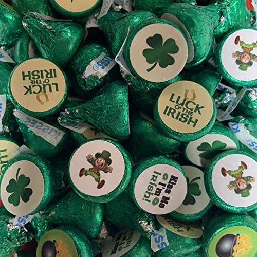 L.E. Candy Company Hershey's Kisses Milk Chocolate, Green Foiled Limited St. Patty's Day themed KISSES in a 1 pound resealable pounch