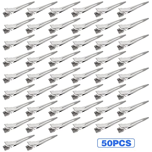 50 pinzas metal plata para cabello 1.75 pulg miniatura 2