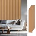 SMARTSTANDARD Wood Slat Acoustic Wall Panels 4 Pack 94"x12.6" Light Brown, Noise Reducing and Sound Absorbing, Decorative Slat Panels for Home Studio Office Living Room