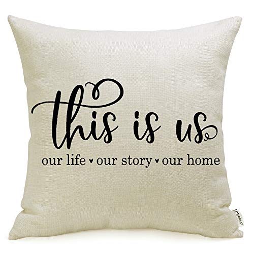 Meekio Farmhouse Pillow Covers with This is Us Quote 18 x 18 Inch