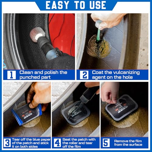 Image of Tallew 150 Pcs Tire Patches 5 Sizes Rubber Radial Tire Repair Patch Plug Kit Heavy Duty Emergency Repair Tool for Puncture Car Truck Bus Tractor Vehicle Motorcycle 32, 42, 58, 65x80, 85x120 mm