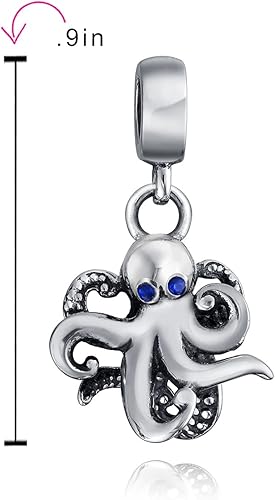 Miniatura 3 de Bling Jewelry Ocean Blue Enamel Siren Mermaid Aquatic Nautical Sea Blow Fish Octopus Vacation Charm Bead For Women Teen .925 Sterling Silver Fits
