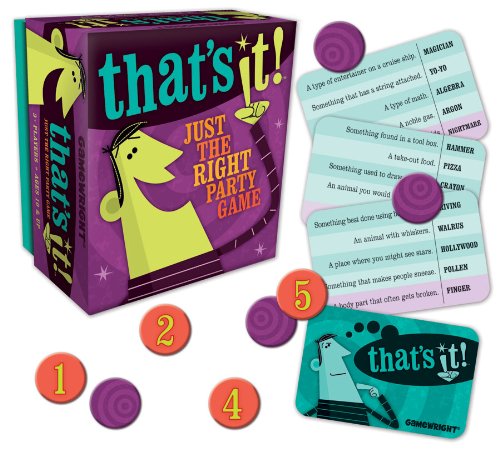 Gamewright Party Game Set Of 4: Hit Or Miss, Think 'N Sync, That's It, And Hit List With Myriads Drawstring Bag #TOP3
