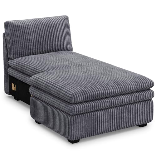 Belffin Chaise Module for Large Modular Sectional Sofa, Upholstered Left-Facing Chaise Part for Plush Corduroy Sectional Couches for Living Room, Apar
