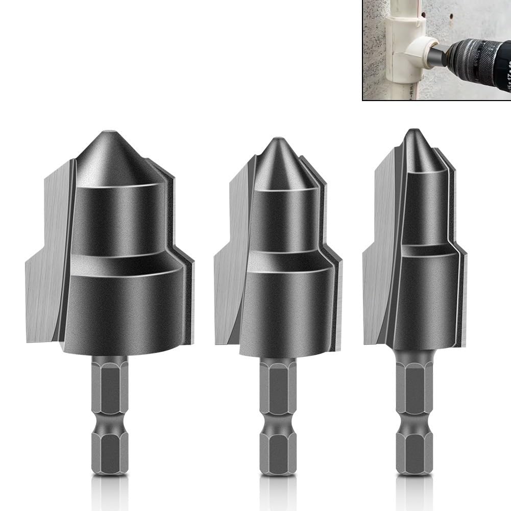 Juego de Brocas para Reparación de Tuberías PPR 1-3 Piezas Escariador y Chaflán 20 25 32mm Broca de Tungsteno para Conexión Rápida de Agua y Fontanería(3-piecesetofalloymouthdrills)