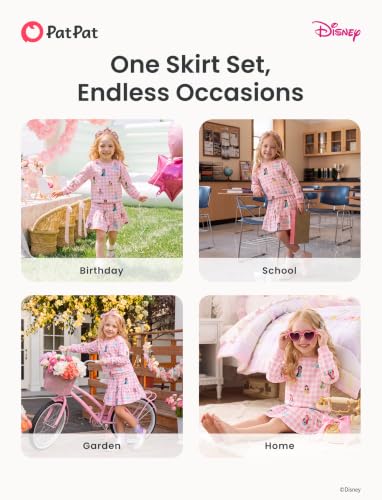 Image of Disney Girls' 2-Piece Outfit Sweatshirt Top & Pleated Skirt Set 2-9Y