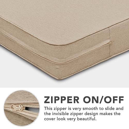 Image of Easy-Going Patio Cushion Covers 20x18x4 Inch 4 Pack, Linen Look Outdoor Water Resistant Chair Seat Cushion Slipcover with Zipper for Outdoor Furniture, Covers Only! Beige