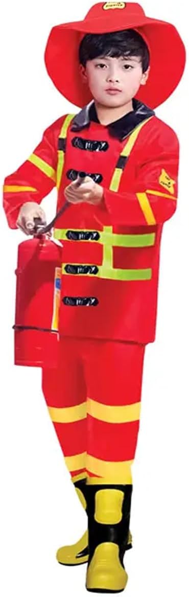 Fireman Costume Set - Halloween Fireman Costume for Boys - Fancy Dress Cosplay Outfit for Firefighter