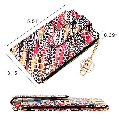 Image of Badiya Slim Women Wallet RFID Blocking Bifold Compact 9 Card Slots Holder Wallets Soft Leather with Zipper Coin Pocket 2 ID Window