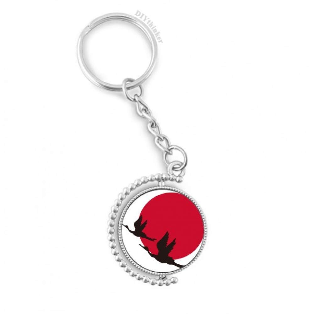 Llavero giratorio DIYthinker de gansos en vuelo estilo japonés rojo y negro 4