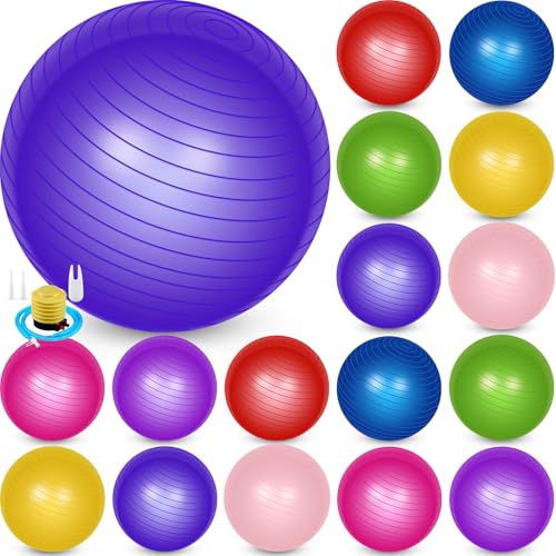 Image of Leyndo 16 Pcs 26 Inch Yoga Exercise Ball Bulk Pilates Pregnancy Birthing Fitness Ball with Quick Pump Anti Burst for Improved Posture, Balance, Yoga, Pilates, Training