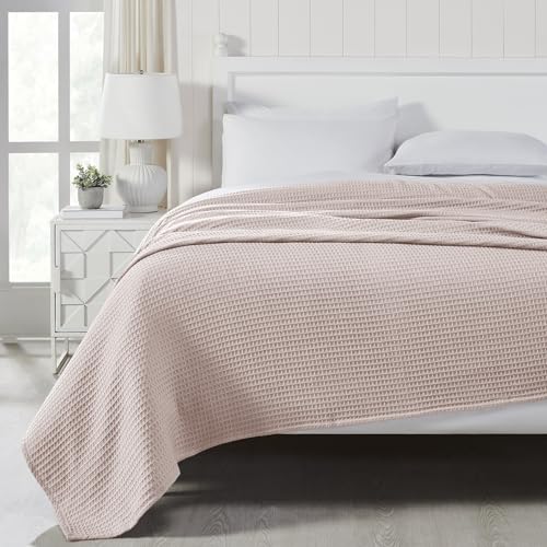 Image of Modern Threads 100% Cotton Waffle Thermal Blanket, Blush, King /California King