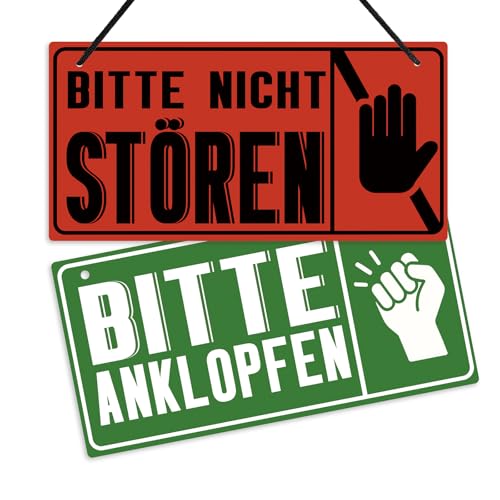 Putuo Decor Türschild PVC beidseitig, Bitte nicht stören/Bitte anklopfen Schild, doppelseitiges Türschild für Büro, Hotel, Schlafzimmer, Besprechungsraum