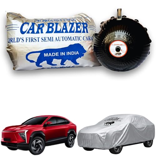 Image of CARBLAZER Portable & Semi-Automatic Full Body Car Covers: Heavy Duty Device| Anti-Theft| Dust & Scratch Proof | Water & Wind Resistant|Custom Fit| Dual-Side Cover, Compatible for Mahindra Xev 9e