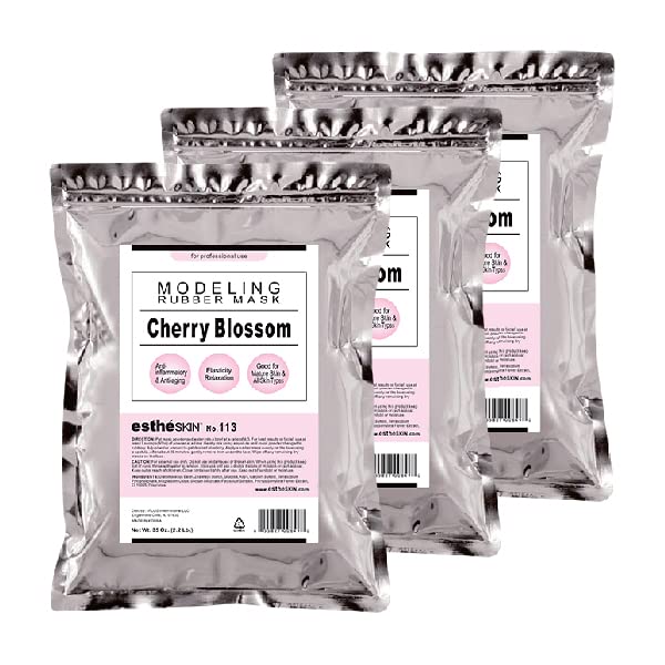 estheSKIN (3 unidades) No.113 Cherry Blossom Modeling Mask Powder para tratamiento facial profesional, 35 onzas