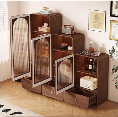 Estantería de madera de nogal de alta gama con elegante diseño traslúcido 4