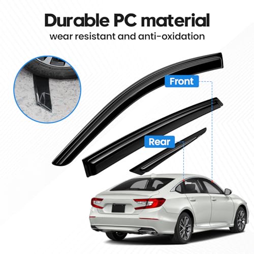 Image of Accord Rain Guards - Window Visors for Honda Accord 2018-2022, Out-Channel Side Window Rain Guards for Accord, 6PCS, Black, Car Accessories