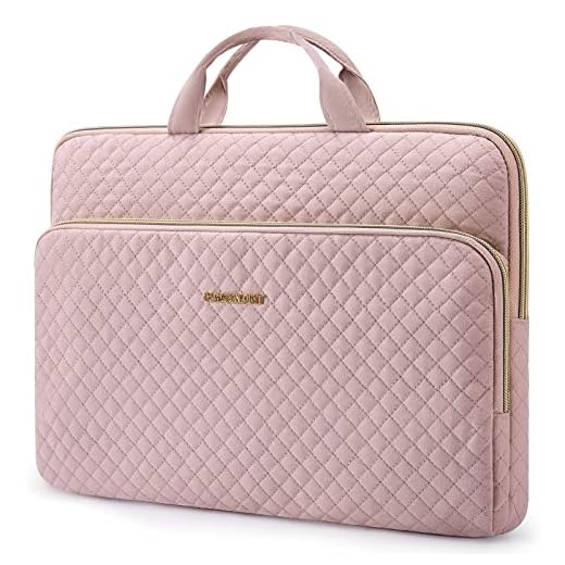 BAGSMART Laptop Sleeve Carrying Case for 13-13.3 inch Notebooks - Compatible with MacBook Pro 14 Inch and MacBook Air - Protective Bag with Pocket, Handles, Pink