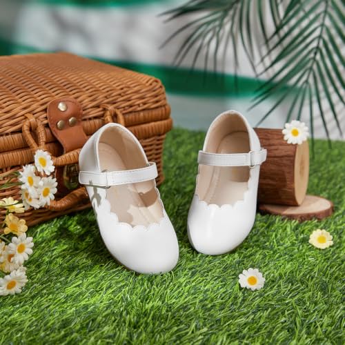 Image of PHIRAMIN Toddler Flower Girl Glitter Dress Shoes Little Girl Ballet Flats Bow Wedding Party