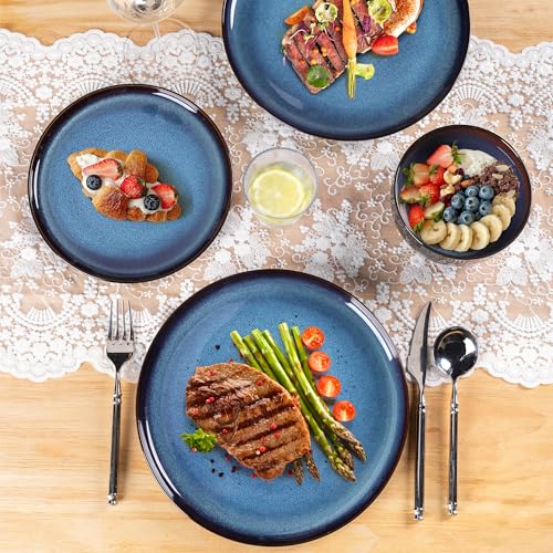 Image of LeRatio Ceramic Dinnerware Sets for 4,Plates and Bowls Sets,Handmade Reactive Glaze Dishes Set,Chip Resistant and Scratch Resistant | Oven&Dishwasher & Microwave Safe,Service for 4