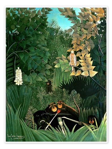 Les Joyeux Farceurs Poster de Henri Rousseau 60 x 80 cm Vert Tableaux Décoration murale