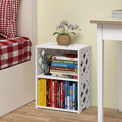Rerii Small Bookshelf, 3 Tier Bookshelf For Small Spaces, 2 Shelf Bookcase Kids, Book Storage Organizer Case Open Shelves For Bedroom Living Room Office, White #TOP6
