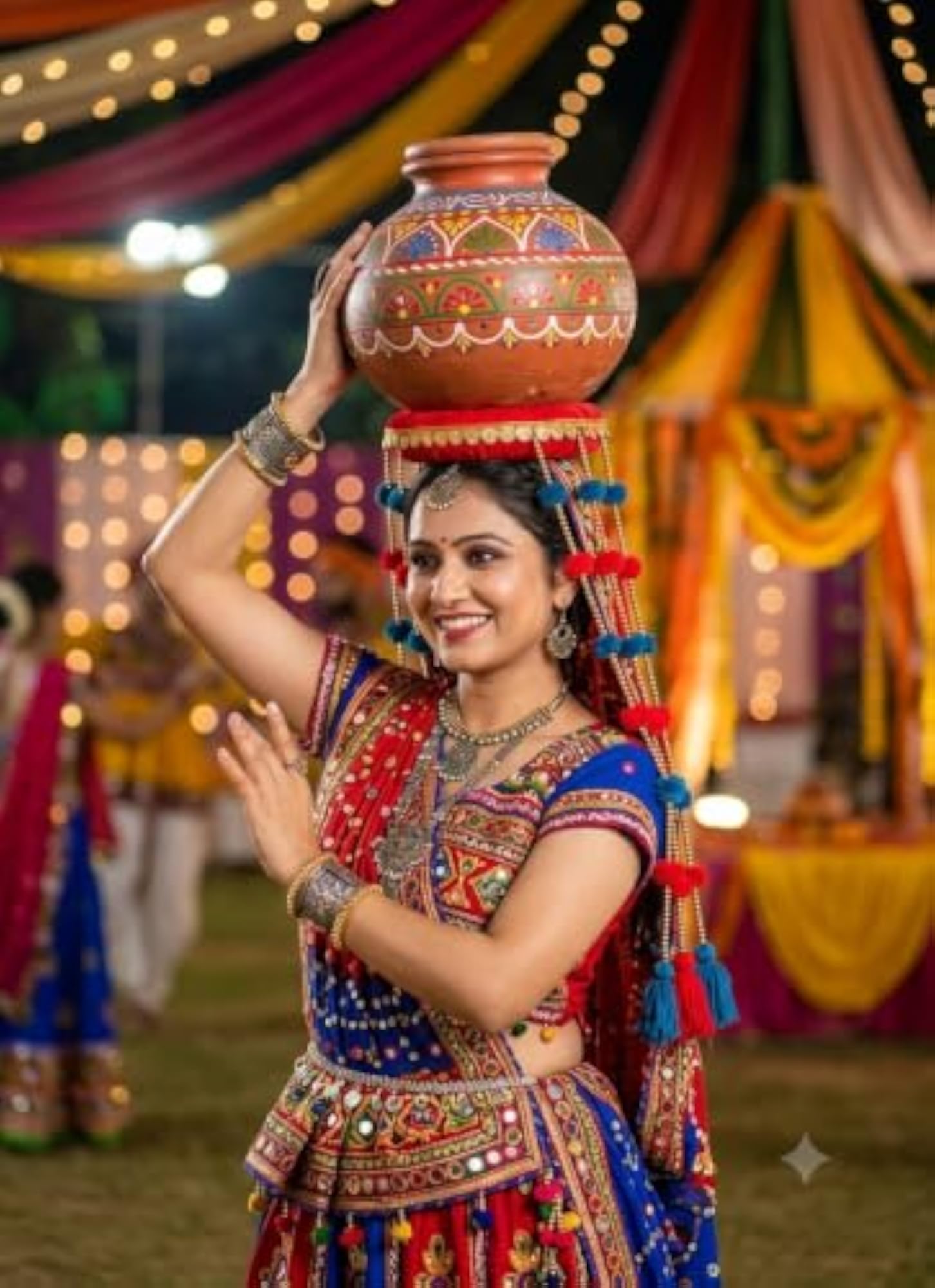 Decorated Kalash Stand, Rajasthani Handmade Indoni