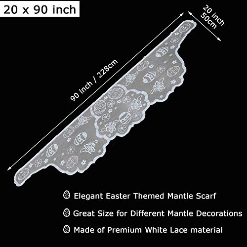 Joysail Easter Mantle Scarf For Fireplace Decorations - Lace Spring Floral Easter Eggs Scarf Runner For Mantel Decorations - Indoor Easter Decorations For Home Living Room #TOP1