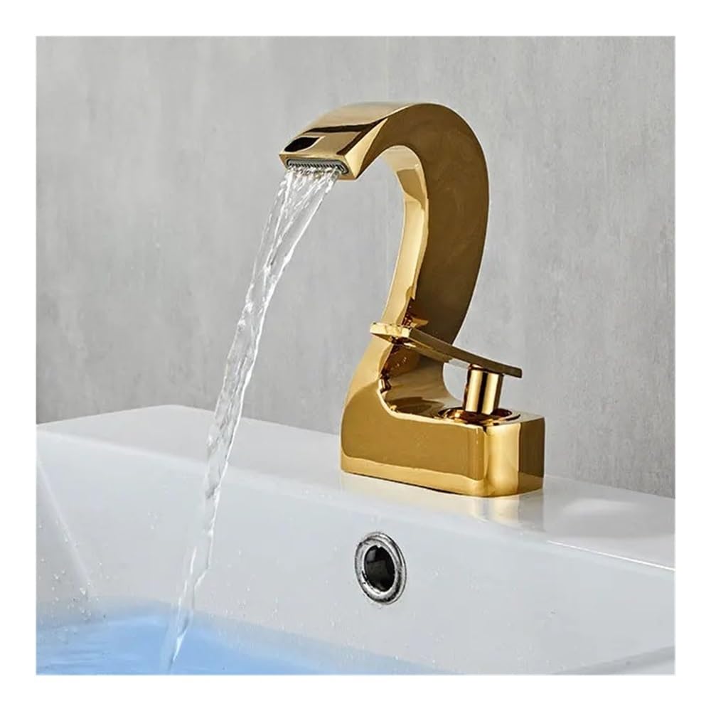 Blyqxs Gold Bathroom Single-Hole Basin Hot And Cold Water Faucet Washbasin Bathroom Counter Basin Faucet W3040(Gold)
