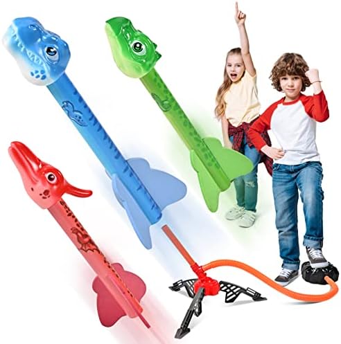 UUSTAR Rocket Launcher for Kids with 3 Foam Dinosaurs Stomp Launch Pad, Outside Toys for Kids Ages 4-8, Birthday Gifts or Toys for 3-12 Year Old Boys Girls