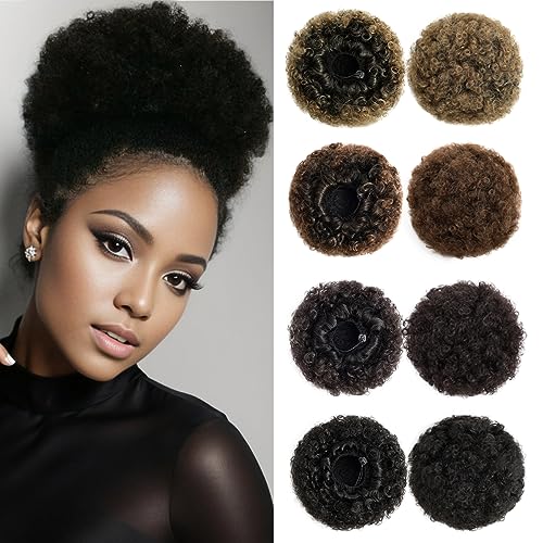 Luxiremi postiche afro chignon cheveux avec cordon élastique noir grande taille courte kinky curly bouclée postiche cheveux naturel pour afro femme