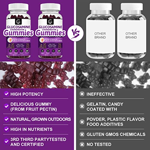 Gornvb Glucosamine Chondroitin Gummies With Msm & Elderberry Extra Strength - Joint Support, Antioxidant Immune Support Supplement For Adults, Men & Women - 60 Chondroitin Gummies (2 Pack) #TOP5